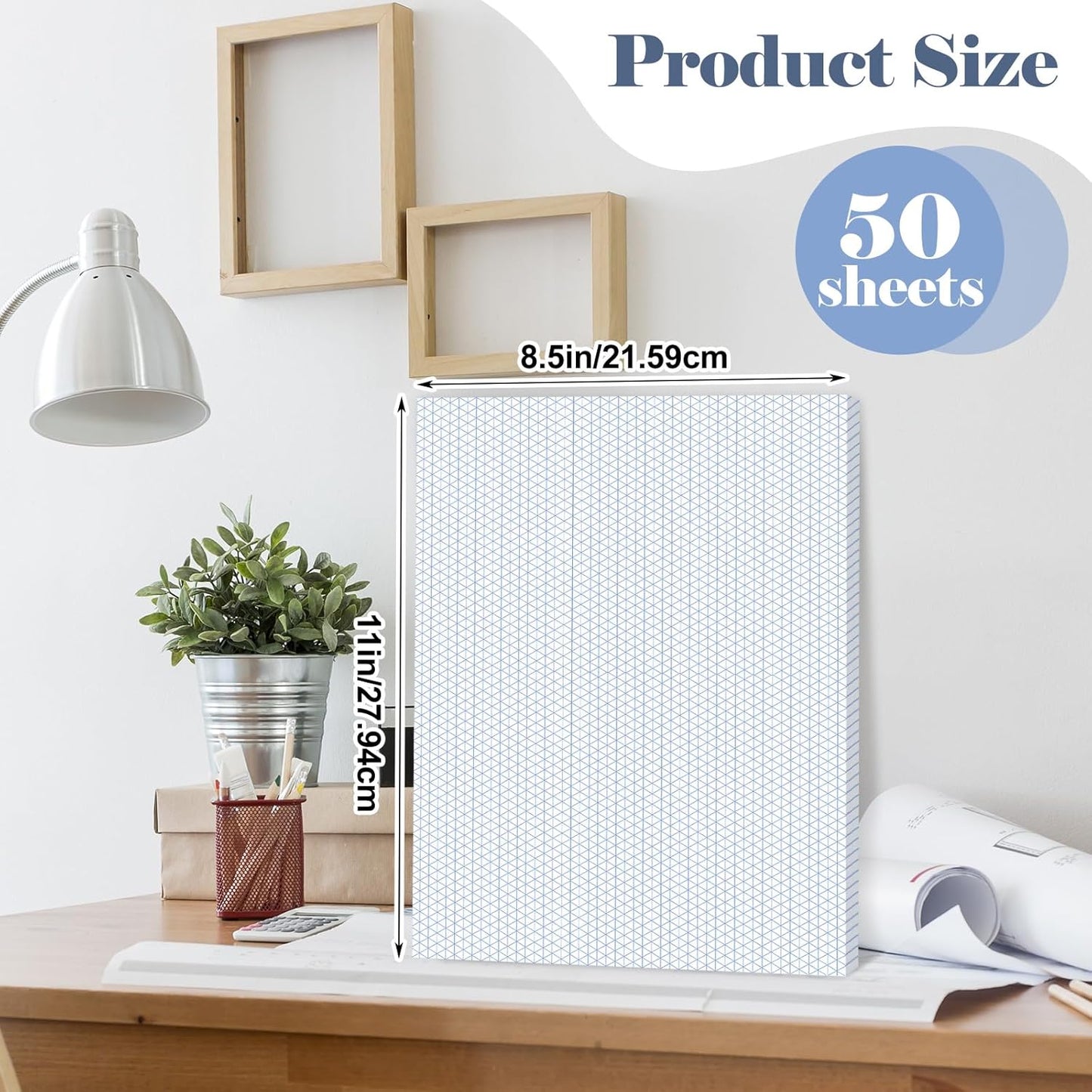 MotiMind 50 Sheets Isometric Graph Paper Pad Isometric Paper Drafting and Graph Pads for 3D Designs Architecture Landscaping Engineering Drafting (8.5x11)