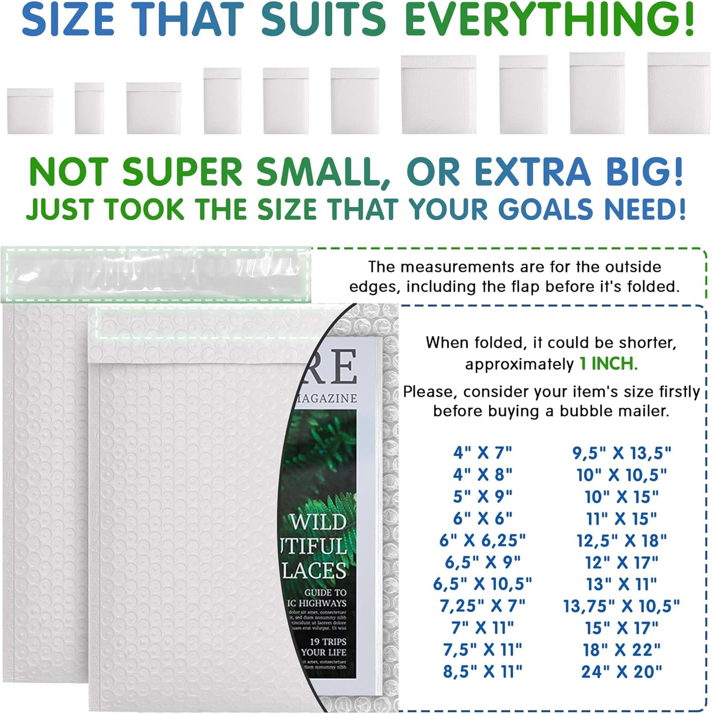 White Poly Bubble Mailers Self Seal, 9.5 x 13.5 Inch. Pack of 10 Bubble Packaging Envelopes for Shipping. Durable Padded Envelopes Waterproof. Self Seal Padded Mailers. Shipping Packages