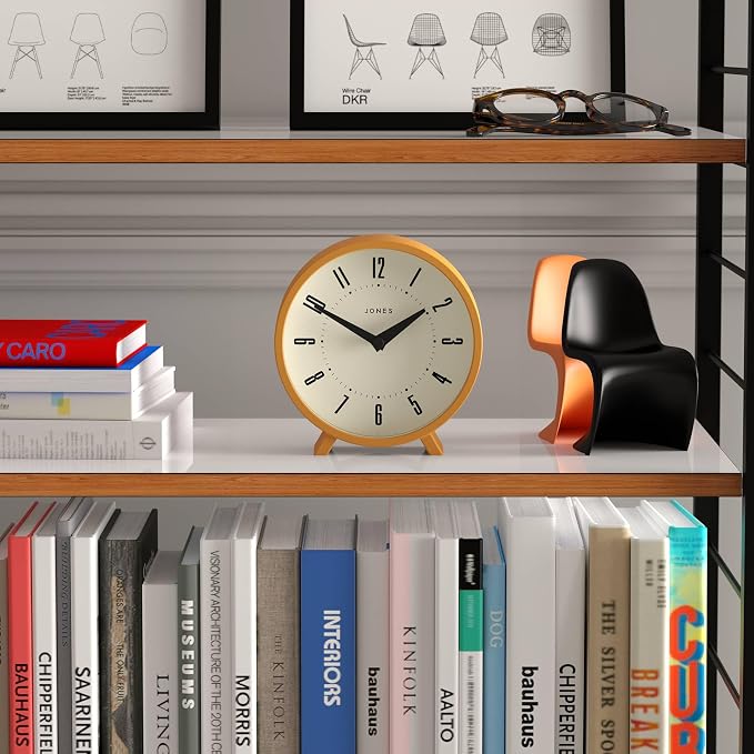 JONES CLOCKS® Venus Desk Clock | Modern Round Design | Mustard Yellow | Stylish - Image 2