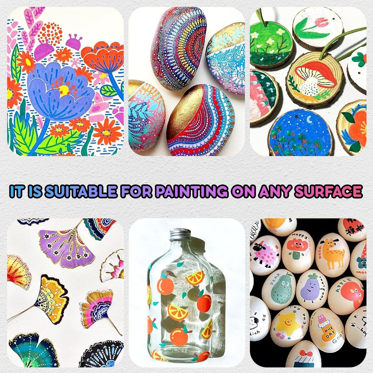 seatosea 168 Colors Paint Pens Art Acrylic Markers for Kids, Soft Brush Fine Tip Set Creative Marker Painting Pen for Coloring Book, Wood, Rock, Ceramic, Glass, Canvas and Crafts.