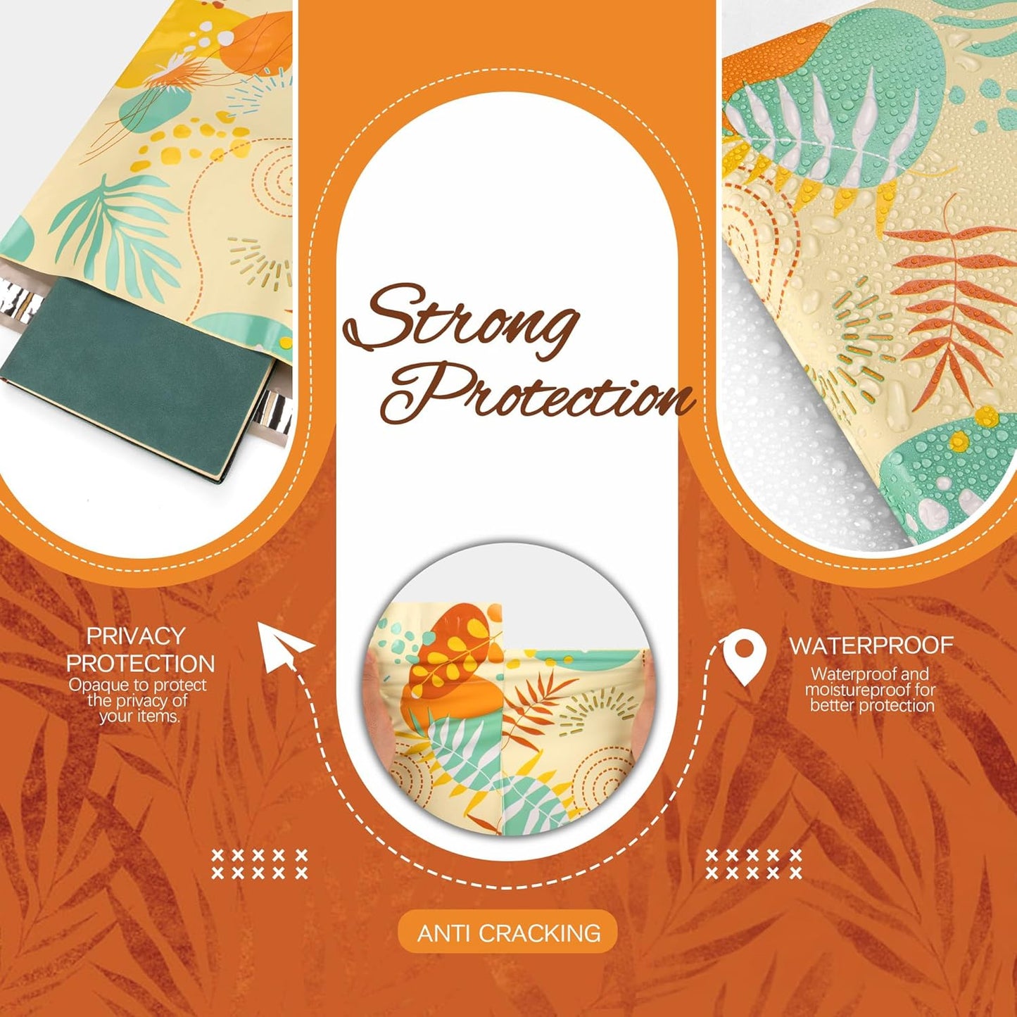 Colorful Leaves Poly Mailer 10x13 Inch 25 Pcs, Waterproof Shipping Bags for Clothing, Tear-Resistant Mailier Bags, Strong Mailing Bags with Self-Seal