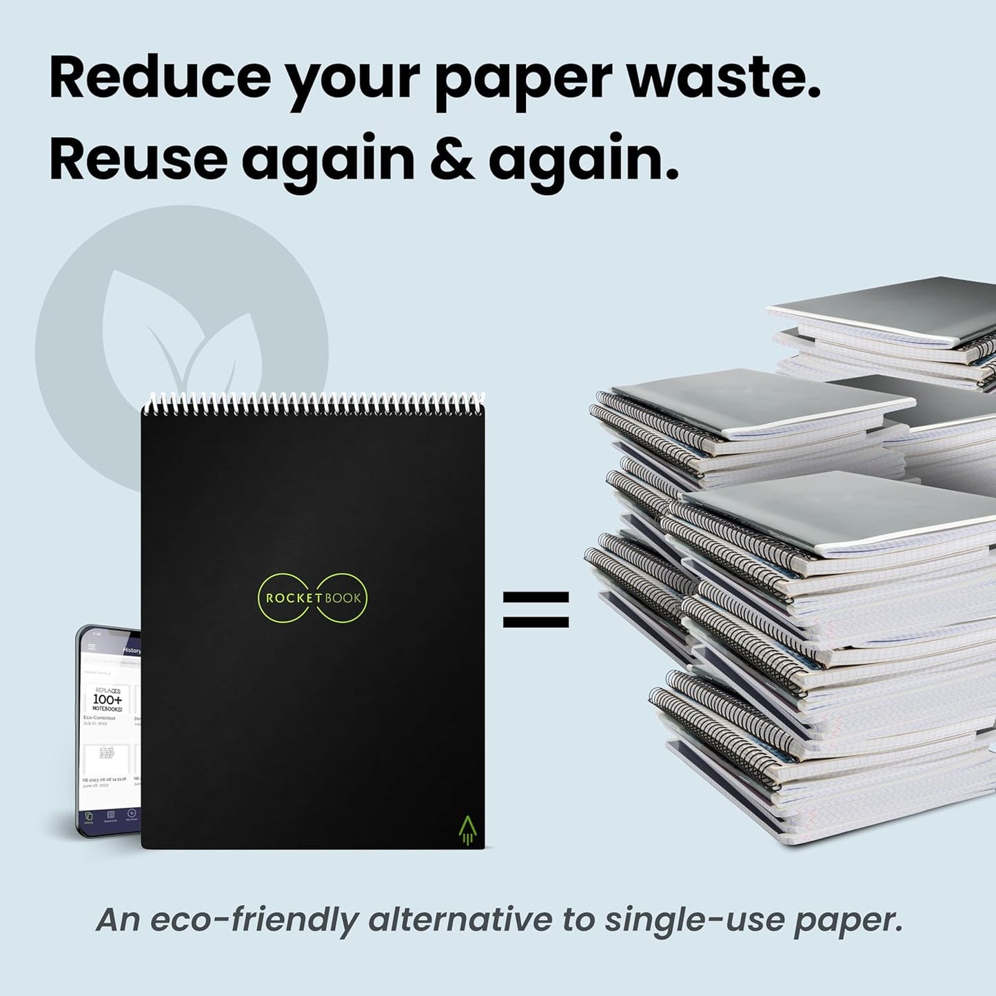 Rocketbook Flip Reusable Smart Notepad | Eco-Friendly, Digitally Connected Notebook for Ambidextrous Writers | Dotted & Lined Combo, 8.5” x 11”, 32 PG, Teal, with Pen, Cloth, and App Included