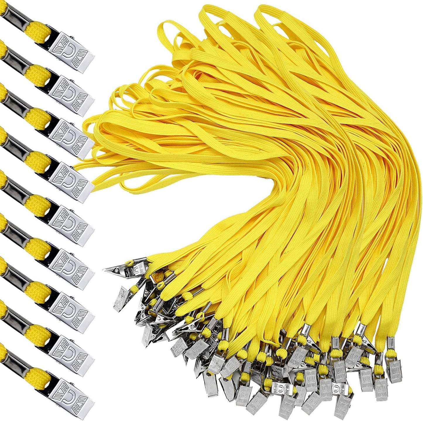 Hoolerry 300 Pcs Lanyards Clips Bulk for ID Name Badge Holder Lanyards Flat with Swivel Hook for Office School(Yellow)