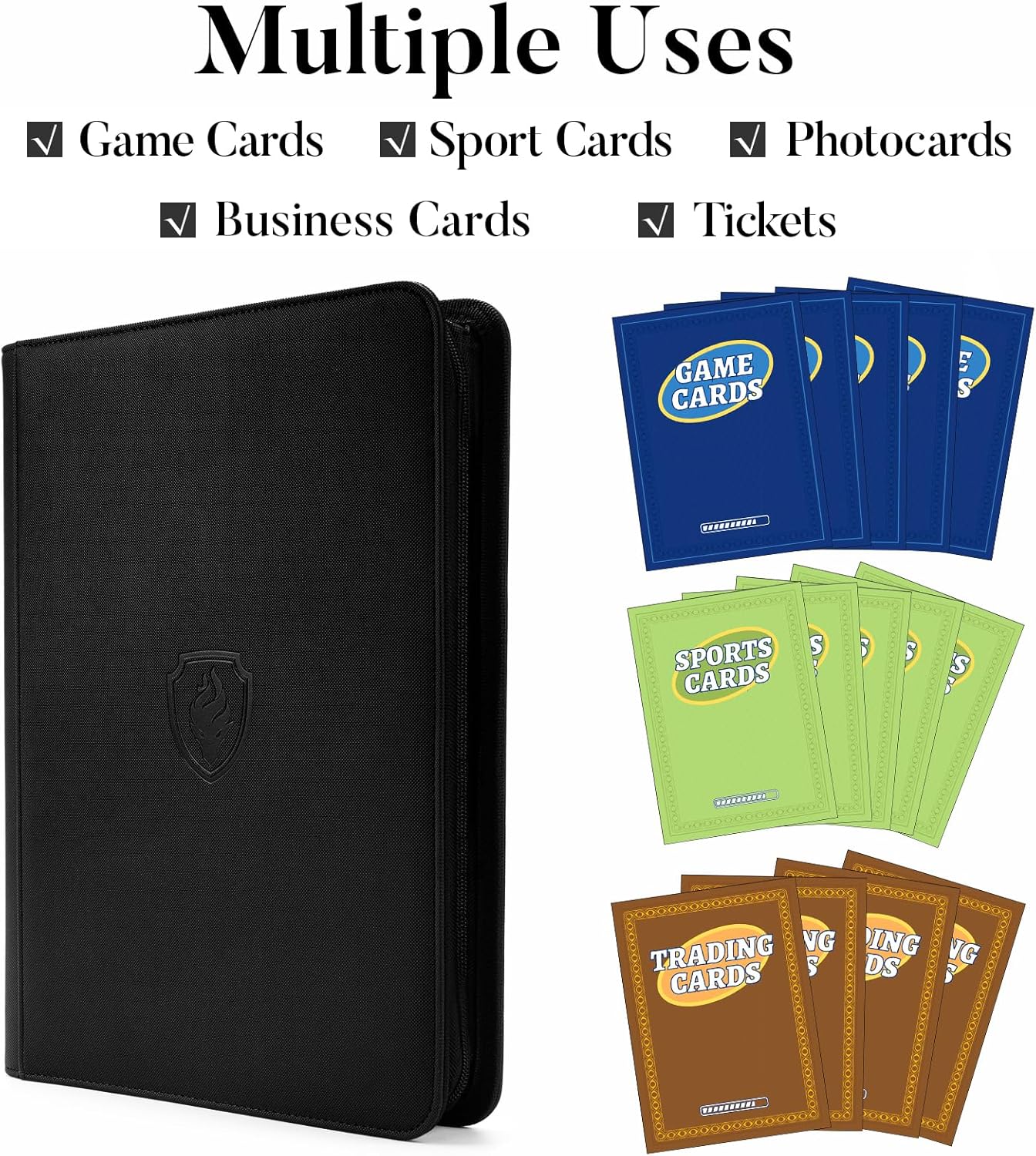 Premium Zip Card Binder, Fabmaker 9 Pocket Trading Card Binder, 360 Zipper Card Collection Album Folder, Side-Loading Card Holder for MTG, TCG, Sports Cards, Pink