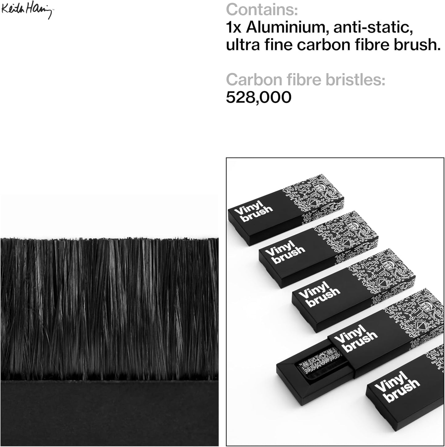 am Vinyl Record Cleaner Brush – Ultra-Fine Carbon Fiber Anti-Static Brush for Vinyl Records – Must-Have Record Player Accessory for Removing Dust, Reducing Friction & Preserving LP Sound, Keith Haring