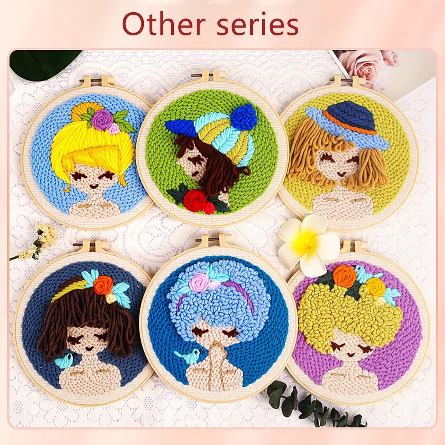 Punch Needle Kits Adults Beginner DIY Hawaiian Style 8 in Hoop Embroidery Set Starter Punch Needle Tool for Art Crafts, Ideal for All Ages, Perfect Festival Decoration & Gift (Setting Sun)