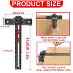 Woodworking T Square Ruler, 13.5 Inch Adjustable Angle 15-165° Measurement Tool - Image 4