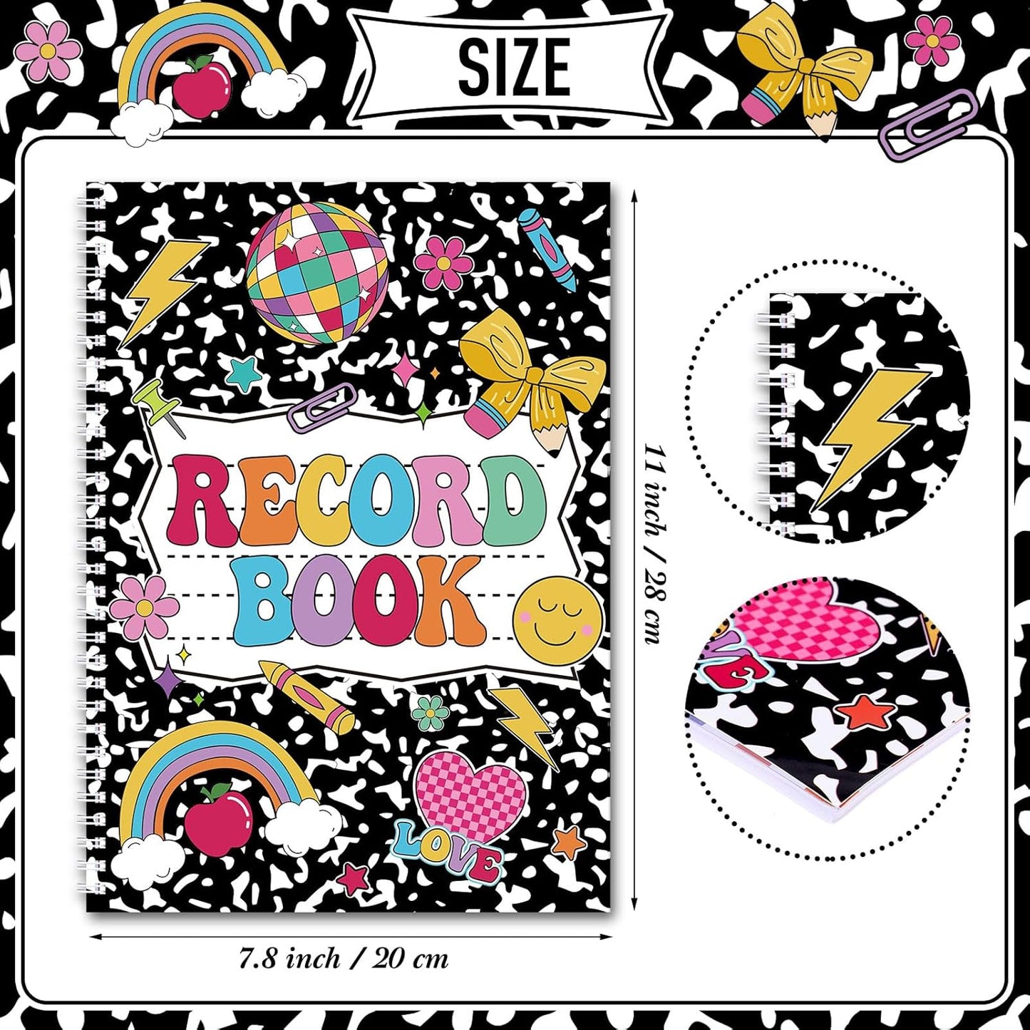 Teacher Record Book Teacher Grade Book Spiral Bound Record Class Gradebook Office Favors Gift for Classroom Attendance Decoration Double Sided Color Printing(Composition)