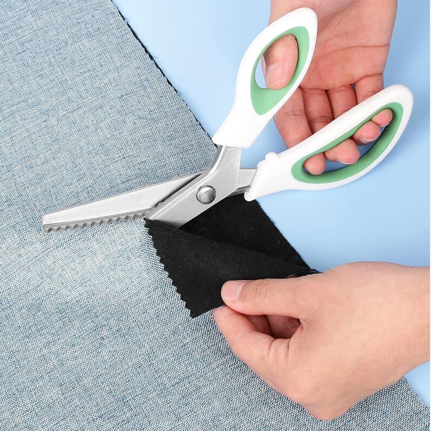 Pinking Shears for Fabric Cutting, Zig Zag Scissors, Scrapbook Scissors Decorative Edge for Adults, Great for Many Kinds of Sewing Fabrics Leather and Craft Paper, Professional Handheld Dressmaking