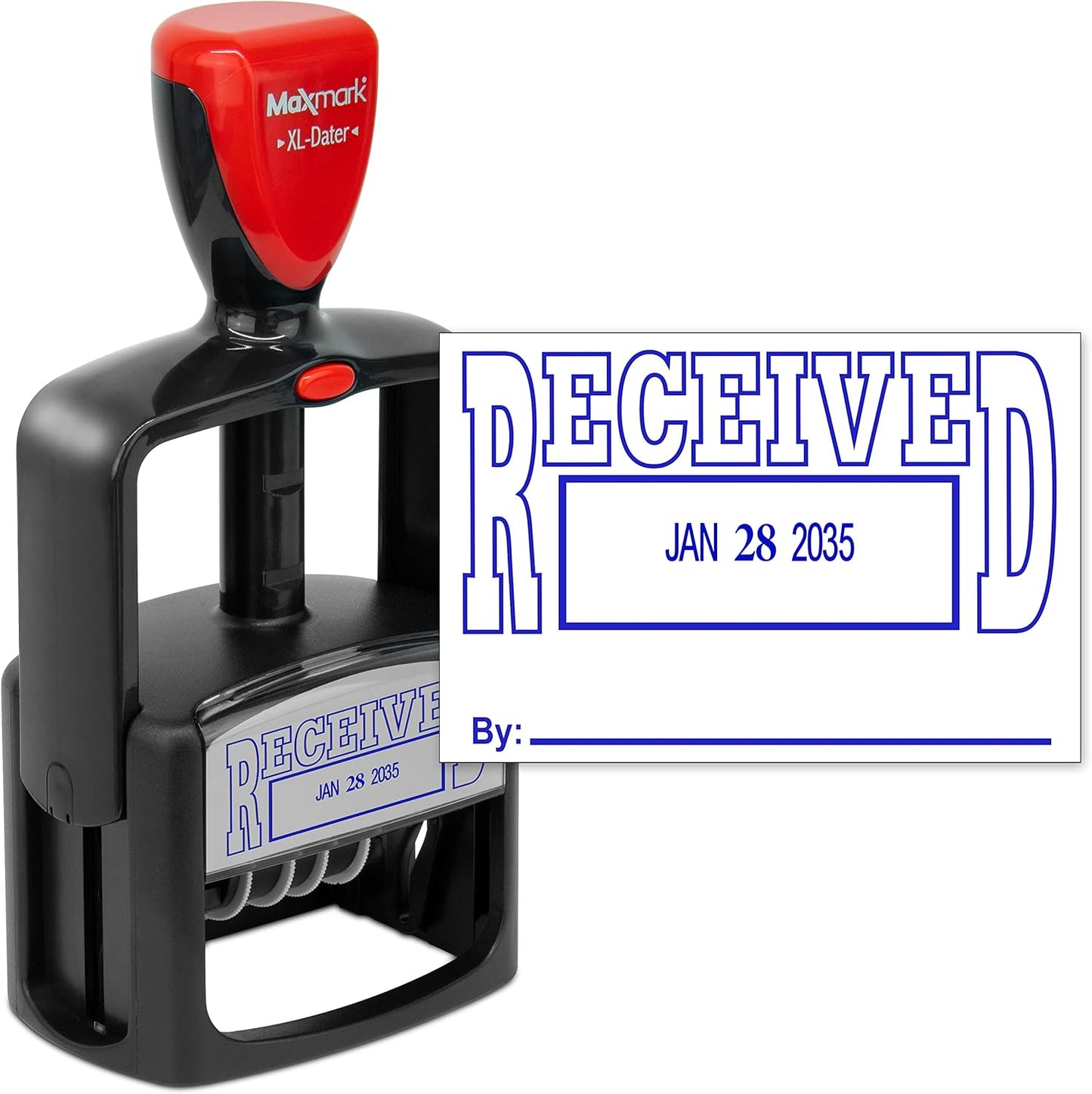 MaxMark Heavy Duty Style 5 Date Stamp with Received self Inking Stamp - Blue Ink
