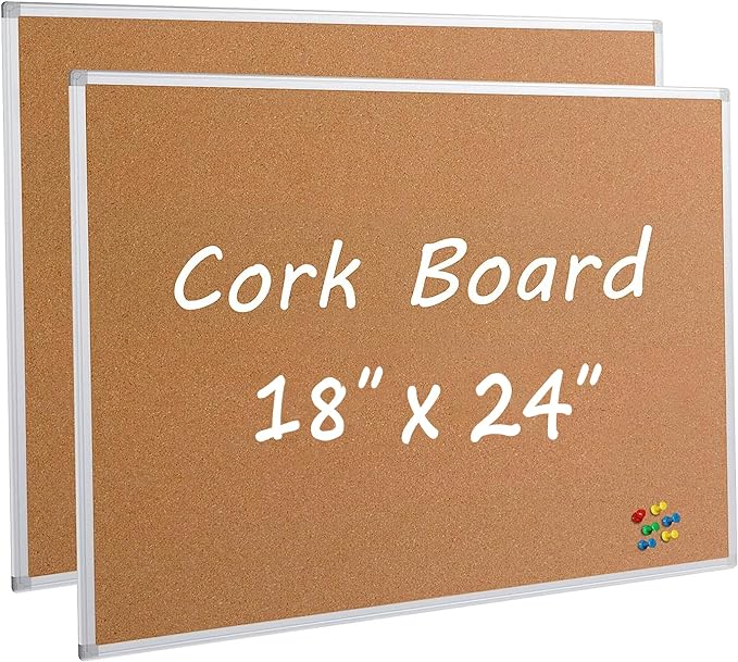 2-Pack Cork Board Bulletin Board 24 x 18, Office Board by Justdowhatyouwanttodo