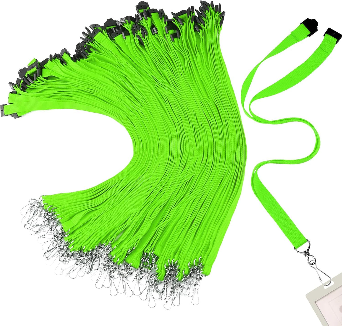 Patelai 60 Pcs Breakaway Lanyards with J Hook Bulk Flat for ID Badges Neck Badge Lanyards Card Nametag Holder Neck Straps (Fluorescent Green)
