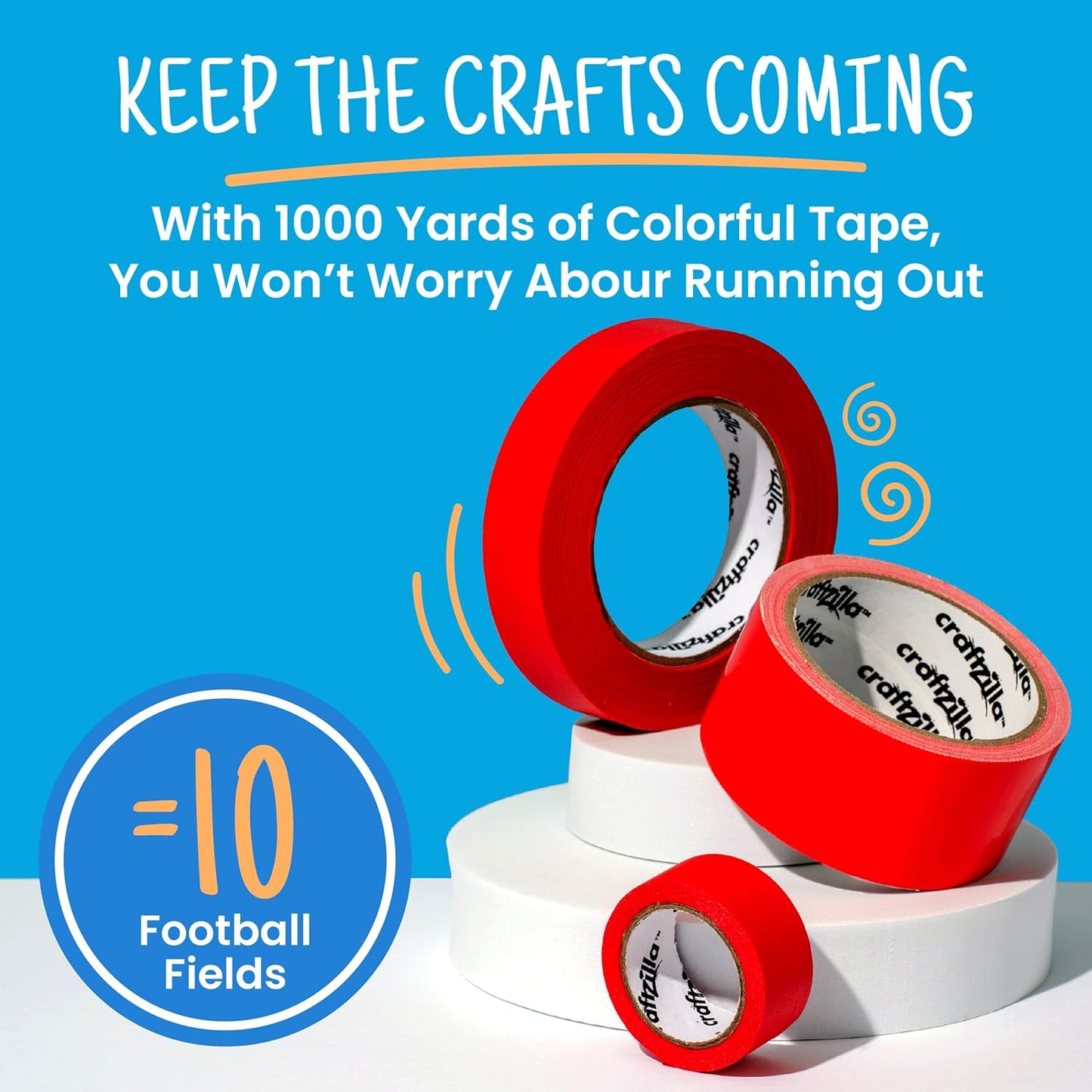 Colored Masking Tape - 10 Roll Multi Pack - 10 Yards Each - Colored Tape 1 Inch Wide - Great for Arts & Crafts, Labeling, and Color- Coding - Teacher Supplies