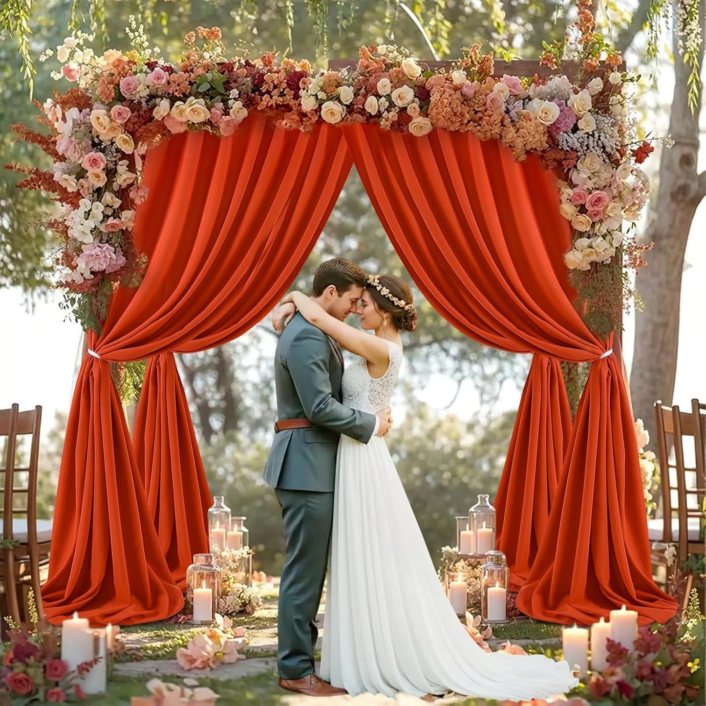 Rust Backdrop Curtains 10ft x 10ft Polyester Photo Backdrop Drapes for Birthday Party Stage Window Supplies Decorations