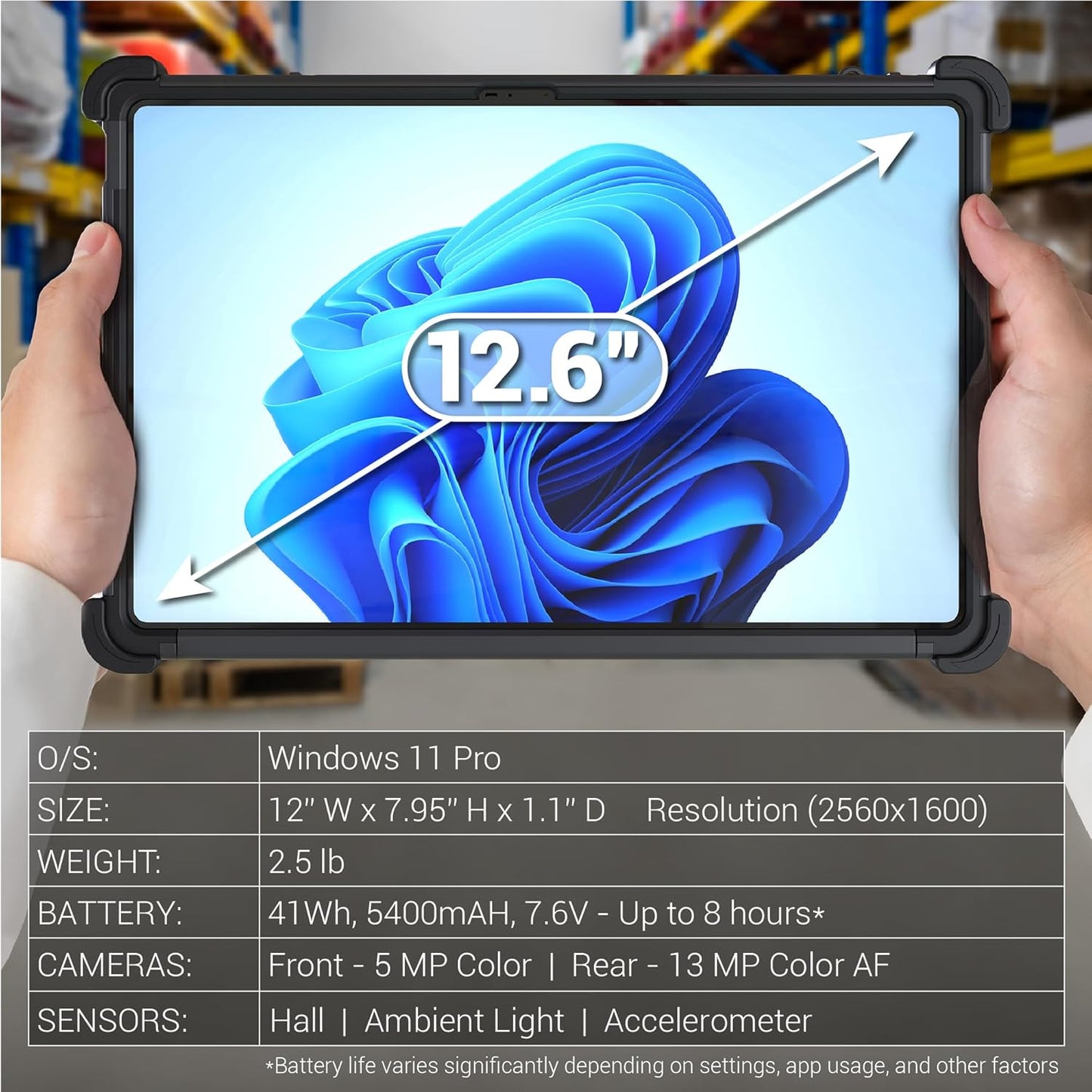 MobileDemand Flex 12B 2-in-1 Rugged Laptop & Windows 11 Pro Tablet – 16GB RAM, 256GB SSD, 12.6” Touchscreen, MIL-STD-810H Certified, Detachable Keyboard, Field Work & Industrial Use