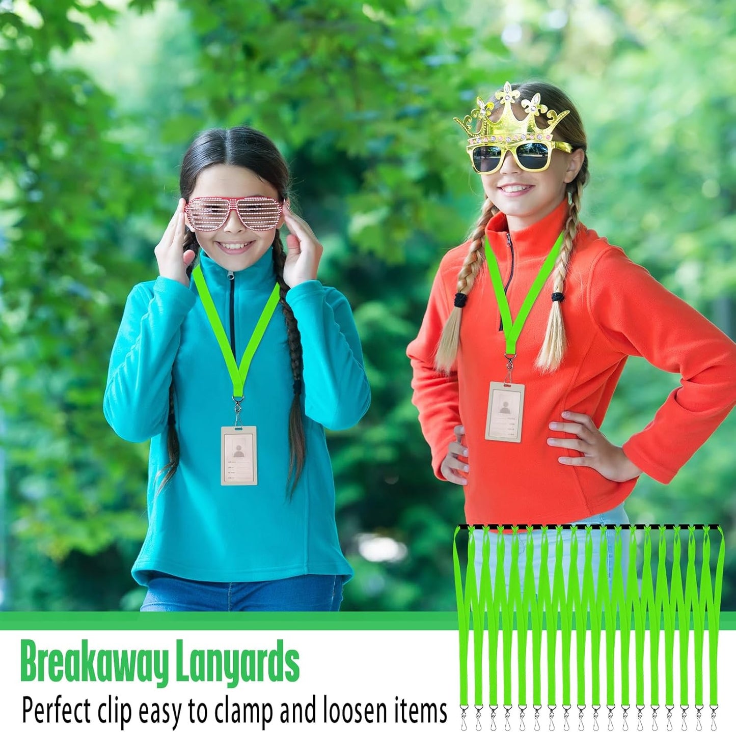 Patelai 120 Pcs Breakaway Lanyards with J Hook Bulk Flat for ID Badges Neck Badge Lanyards Card Nametag Holder Neck Straps (Fluorescent Green)