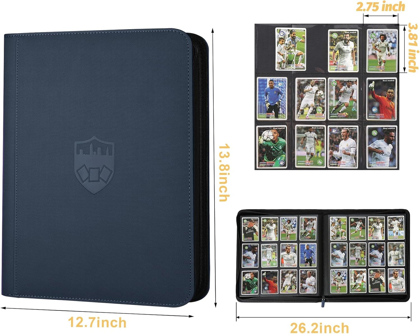 Trading Card Binder 12 Pocket, GERMUN PU Cover Card Binder for 720 Cards, Premium Trading Card Holder Folders, Double Sided Pocket Card Album for MTG, TCG (Blue)