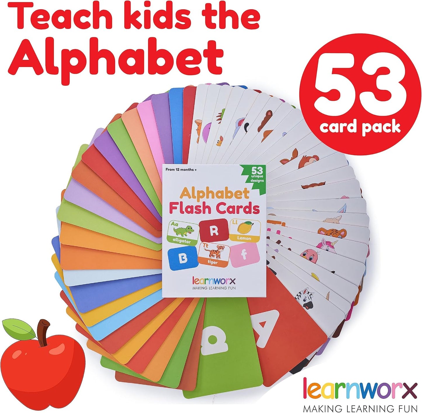 Alphabet Flash Cards for Toddlers | Award-Winning | 52 ABC Flashcards for Baby & Kids|ABC Cards Kindergarten | Large Upper and Lower Case | Large A-Z Learning Letter Animal Flashcard for Ages 1,2,3&4