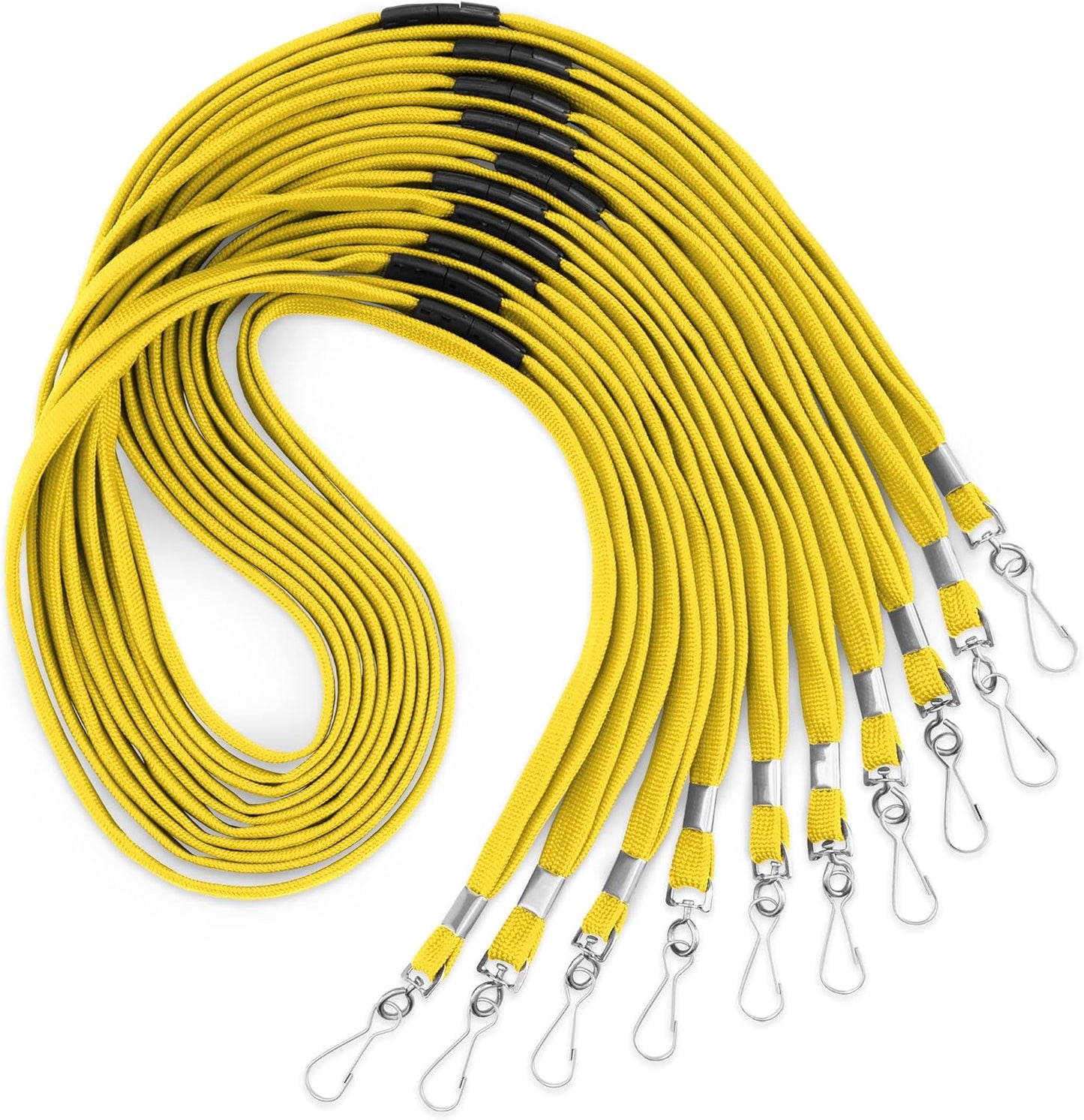 MIFFLIN-USA Flat Breakaway Safety Lanyard for ID Badges (Yellow, 36 Inch, 100 Pack), Soft Woven Neck Line