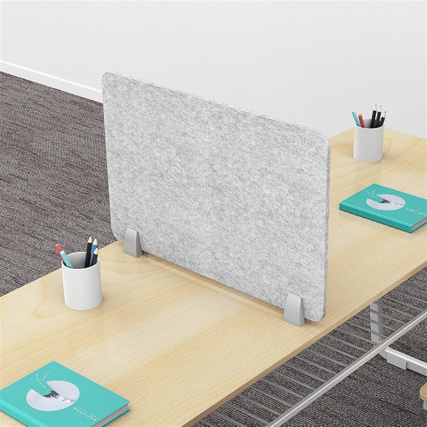 Icegrey Acoustic Desk Divider Privacy Panel Removable Sound Absorbing Desk Partition Board with 2 Clips for Student Call Centers Offices Braries Classrooms Library, Dark Grey, 31.2x11.7