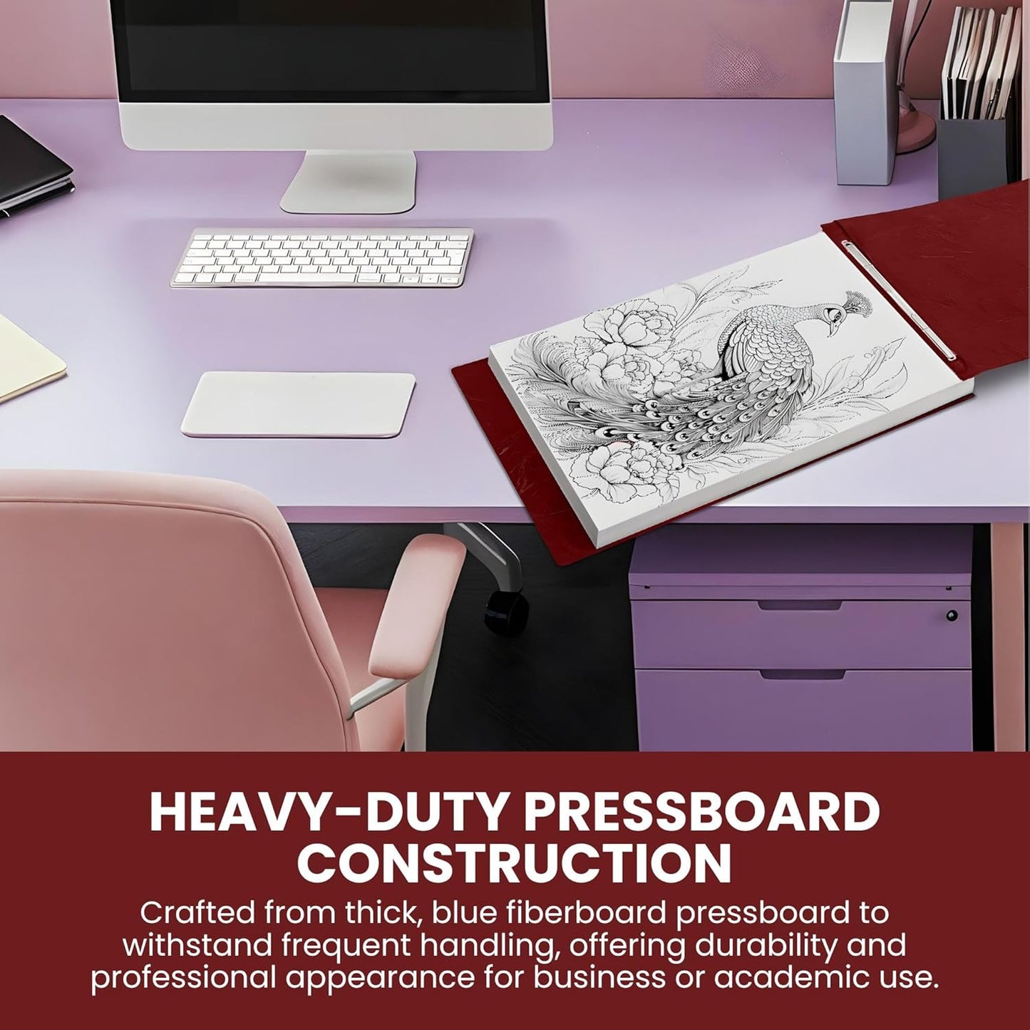 Performore 10 Pack of 11x17 Inch Landscape Pressboard Presentation Binder Folder, Red Fiberboard Report Cover with Metal Prong Paper Fastener for Document Storage, Proposals, Transcripts