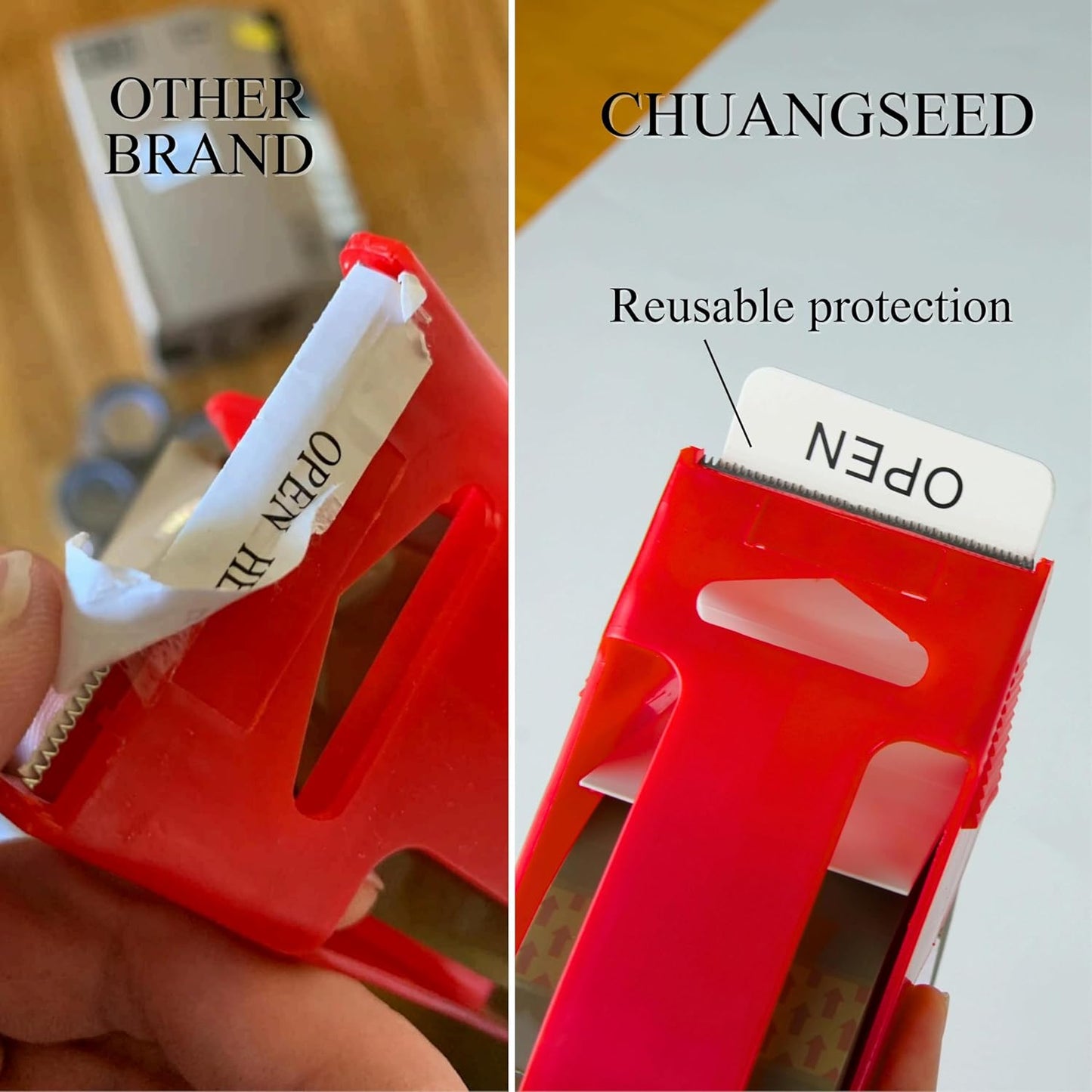 CHUANGSEED Packing Tape with Dispenser – 6 Rolls Brown Shipping Tape (2.4Mil x 1.88” x 60 Yards), Heavy Duty Box Sealing Tape for Moving, Packaging, Office, Warehouse