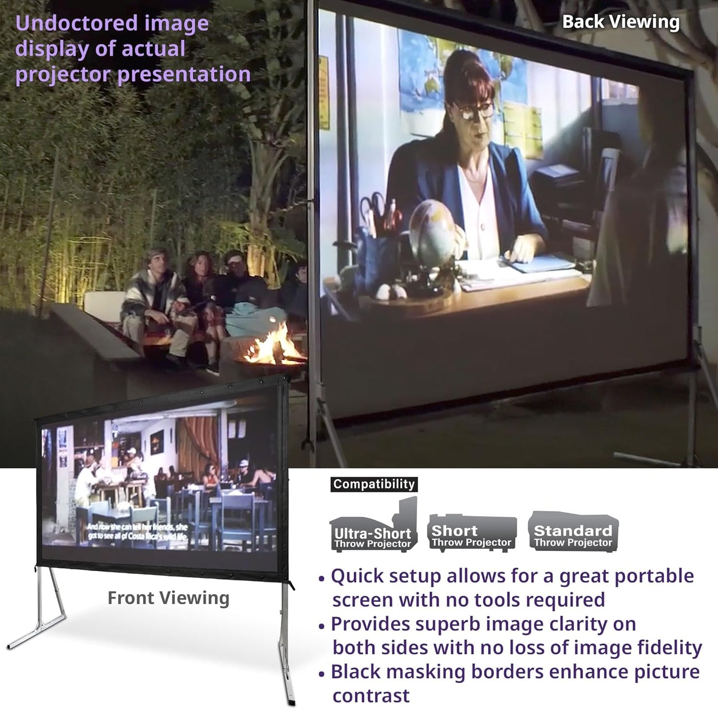 Elite Screens Yard Master 2 DUAL Projector Screen, 150-INCH 16:9, Front and Rear 4K/8K Ultra HD, Active 3D, HDR Ready Projection, OMS150H2-DUAL