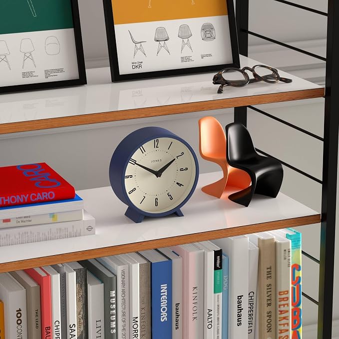 JONES CLOCKS® Venus Desk Clock | Modern Round Design | Blue | Stylish Retro Look - Image 4
