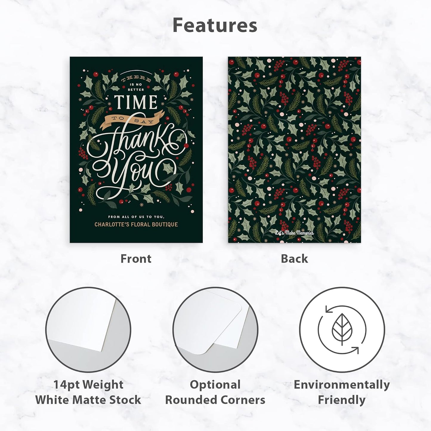 Let's Make Memories Personalized Business Christmas Cards with Envelopes - Premium Quality - 5x7-2025 Holiday Cards & White Envelopes - No Better Time - 250 ct