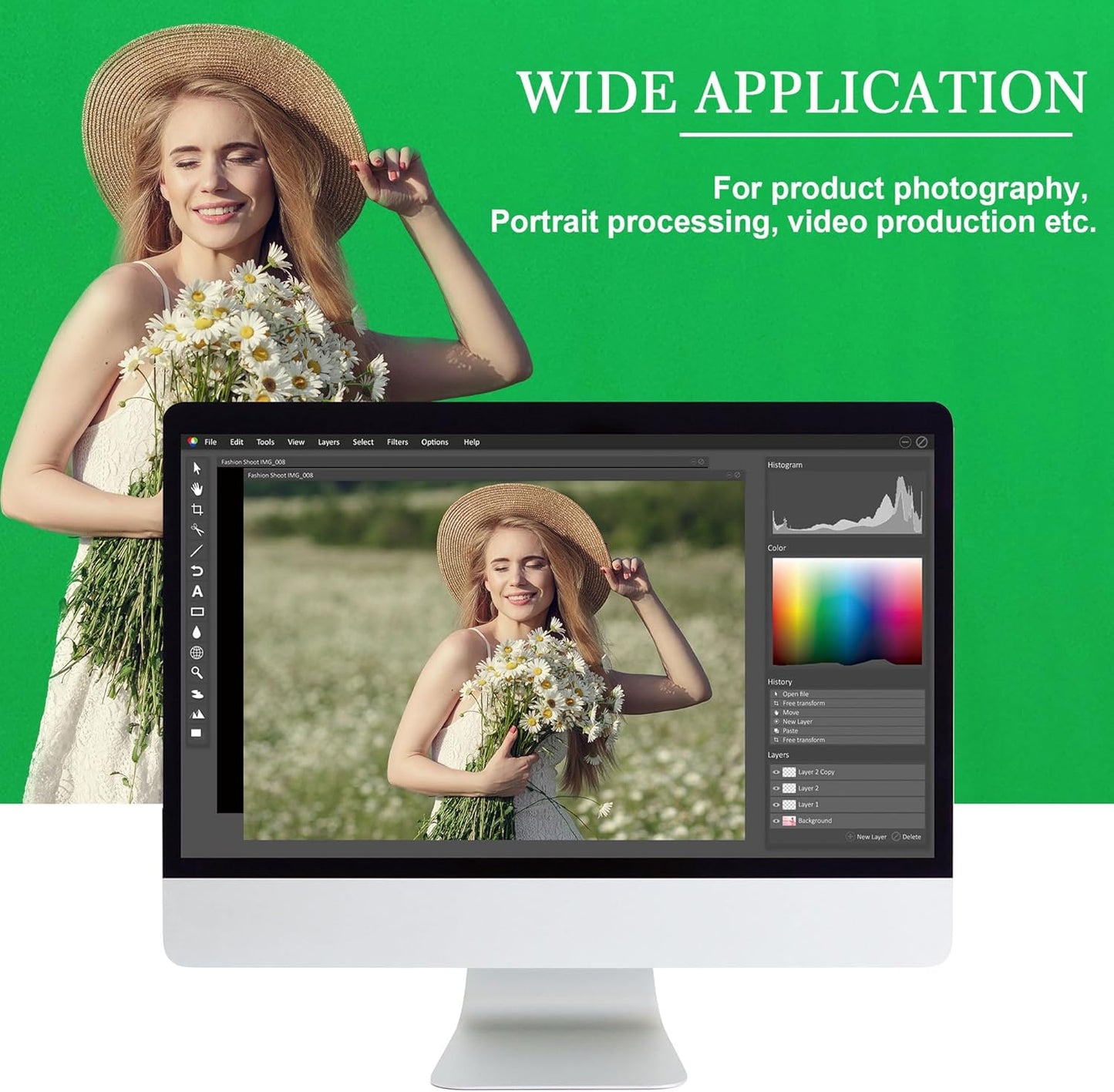 Green Backdrop 6x9ft – Professional Photography Backdrop for Photoshoots, Studio & Portraits, Wrinkle-Free, Opaque, Machine Washable Polyester, Non-Fading, Reusable for Photo Background