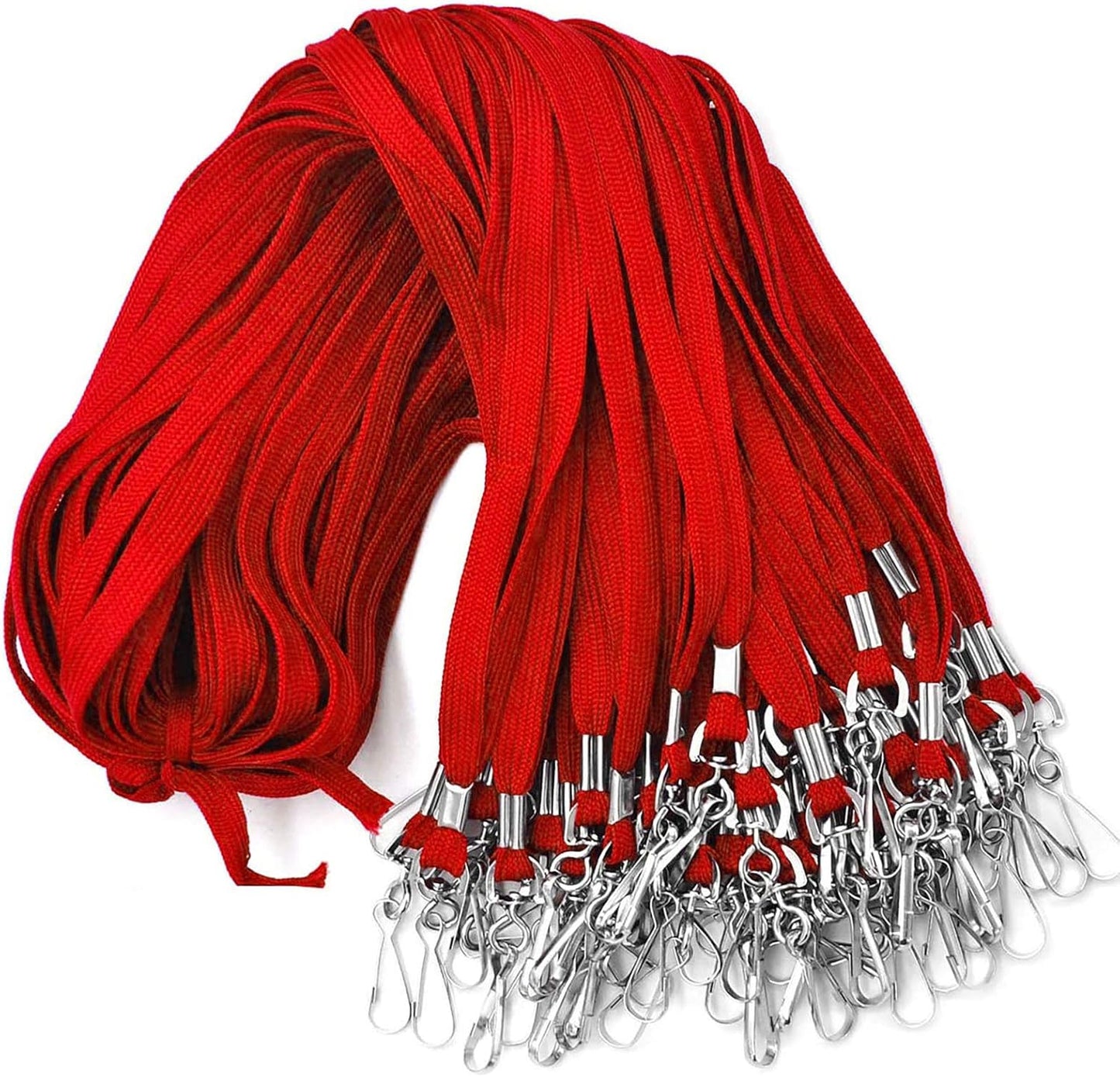 Beebel Lanyard 50PCS Lanyards with Swivel Hook clips for ID Name Badge Holder (Red)
