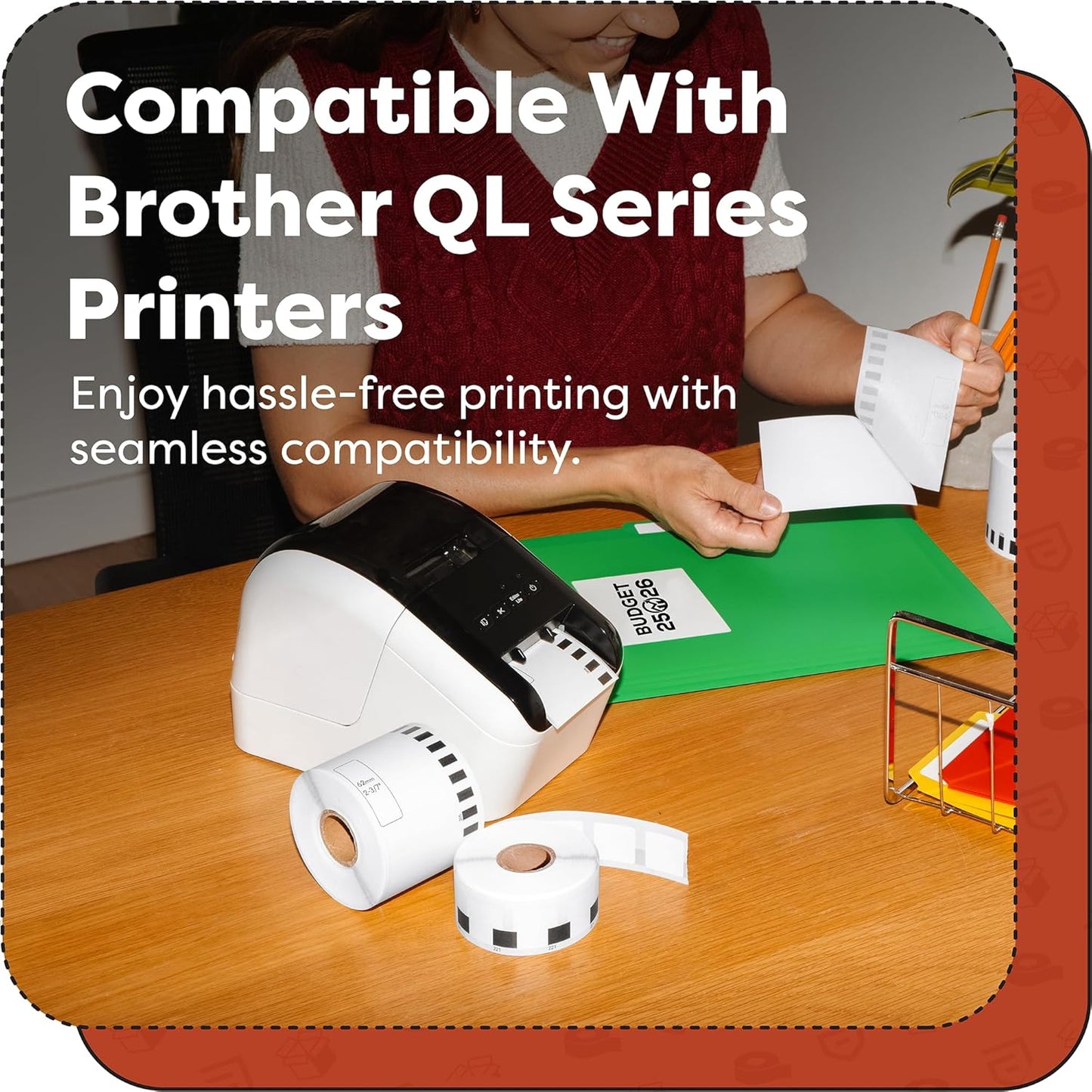 Aegis Adhesives - Compatible Labels Replacement for Brother DK-1202 (2.4" X 3.9") Shipping & Postage, Use with QL Label Printers - 12 Rolls + 1 Frame