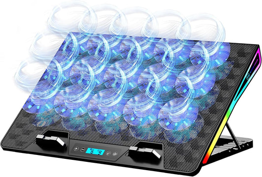 AICHESON Laptop Cooling Pad, 15 Powerful Cooling Fans, Gaming Laptop Cooler with RGB Lights for 15-17.3 inch PC Computers