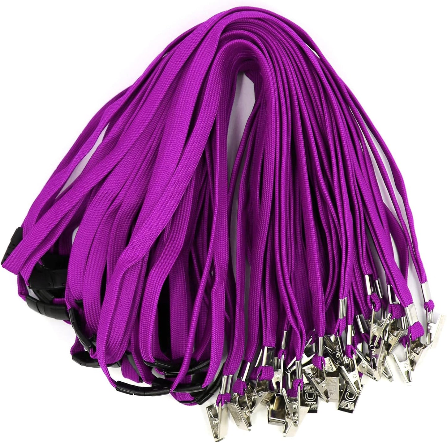 Ollain Lanyard with Safety Breakaway Buckle 50 Pack Lanyards Badge Clip Bulk Flat Lanyards for Id Badges Name tag (Purple)