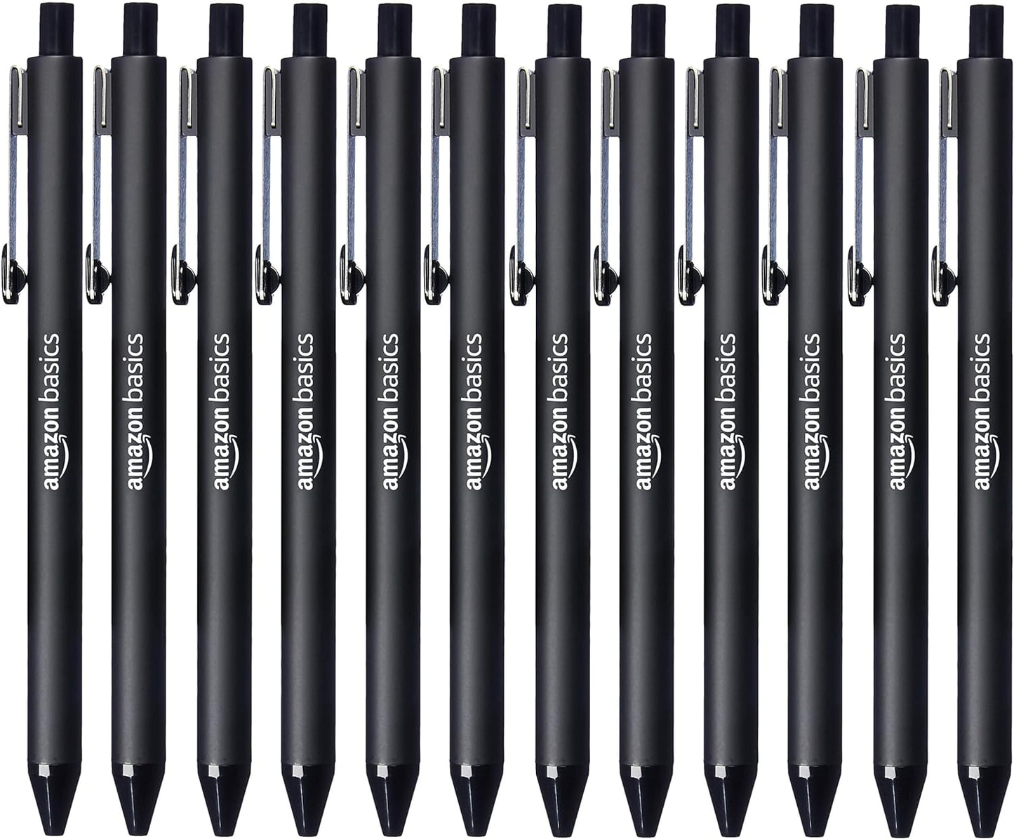 Amazon Basics Black Ballpoint Pens for Smooth Writing, Retractable, 12-Pack