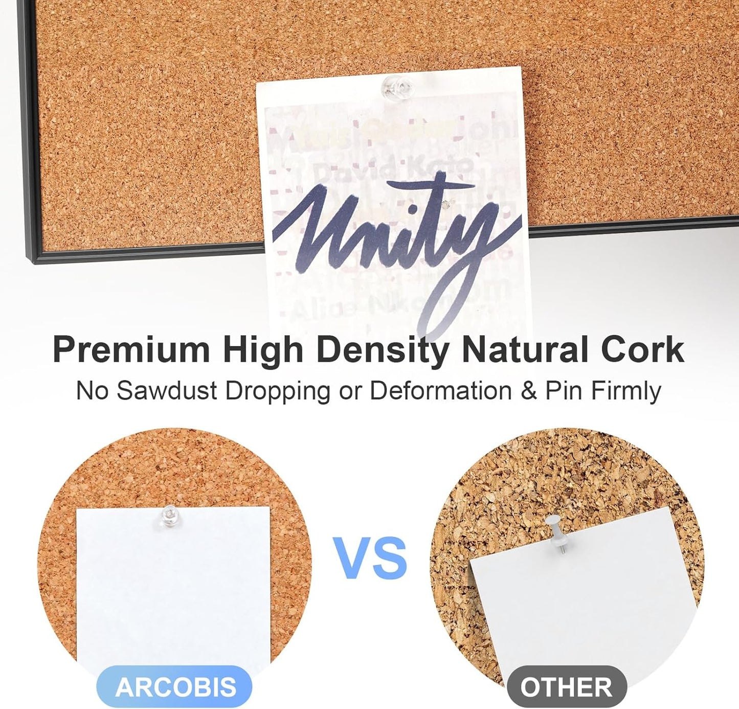ARCOBIS Cork Board White Board Combo, 36 x 24 Inch Bulletin Board, Magnetic Dry Erase Board & Corkboard for Wall, Vision Board for Home, Office, School, Black Frame