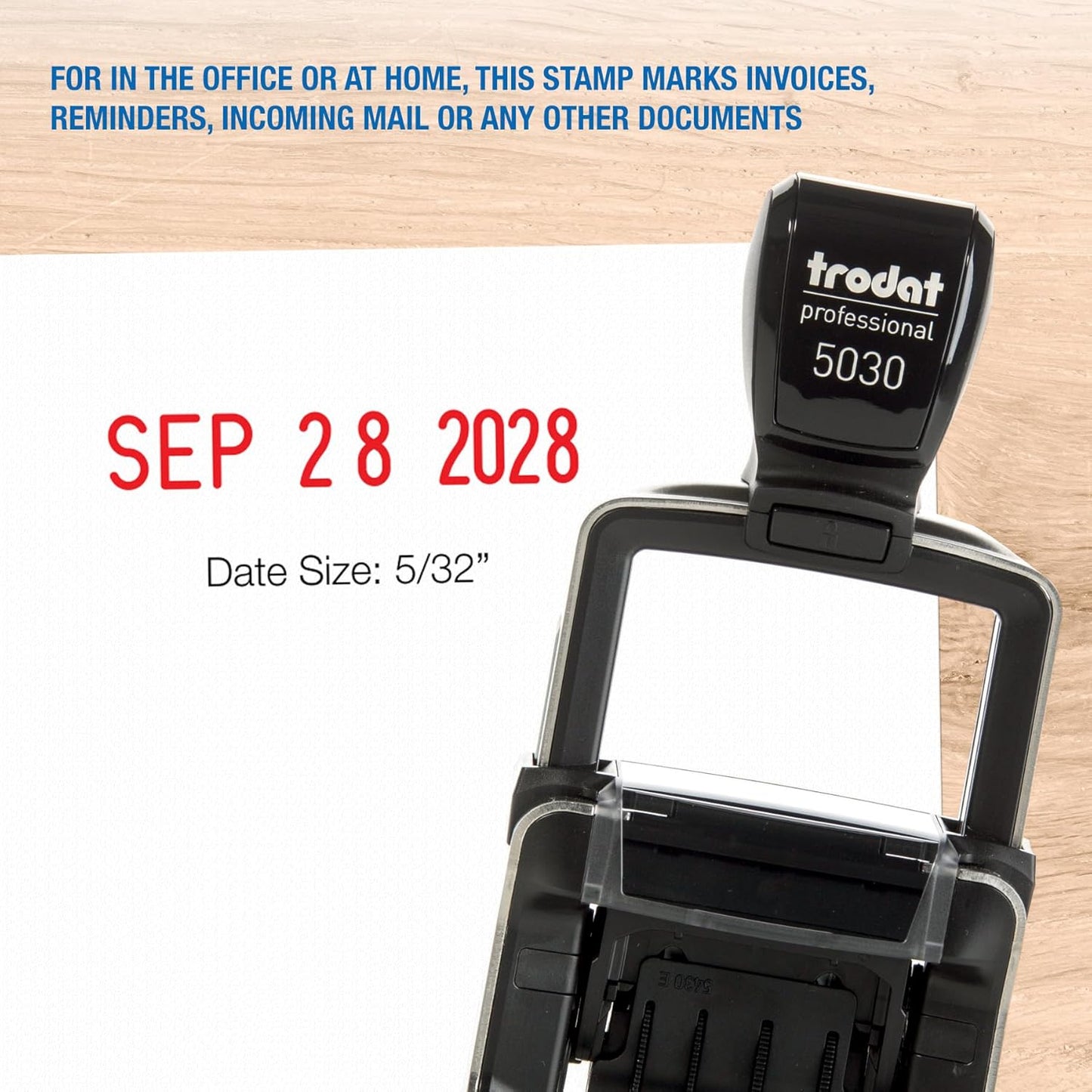 Trodat 5030 Professional 4.0 Date Only Stamp, Self Inking, Impression Size 1-5/8” x 3/8” (Red)