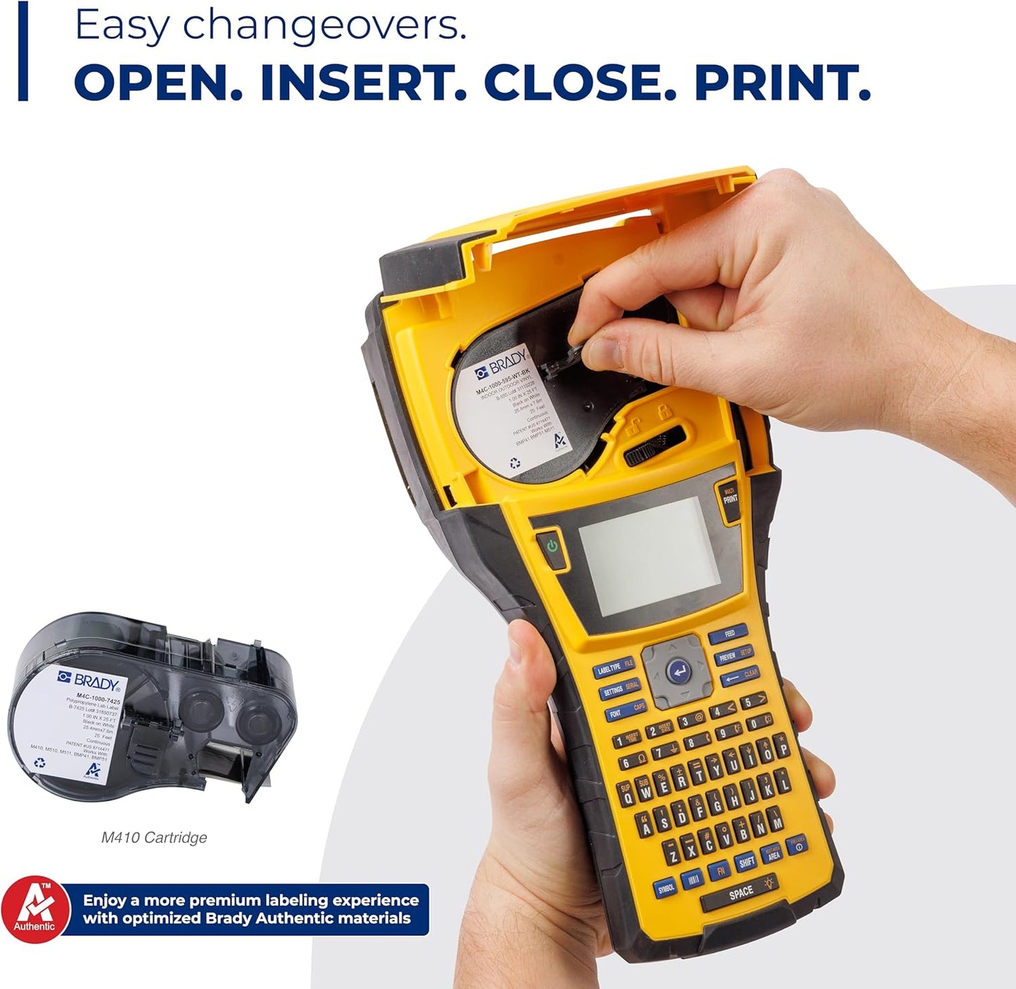 Brady M410 Handheld Portable Label Printer Kit with Safety and Facility ID Software, Carrying Case, Rechargeable Battery and Charger, Magnetic and Utility Holders, 11.5" H x 6" W x 3.5" H