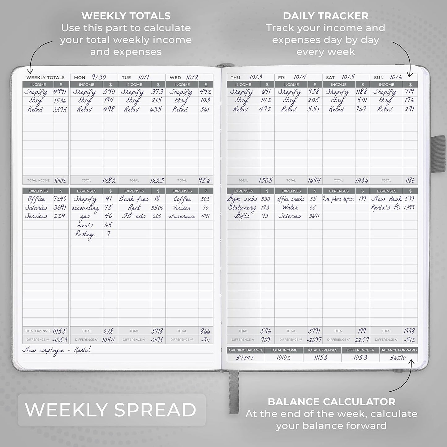Clever Fox Income & Expense Tracker – Accounting & Bookkeeping Ledger Book for Small Business – 1-Year Record Notebook, A5 (Silver Black)