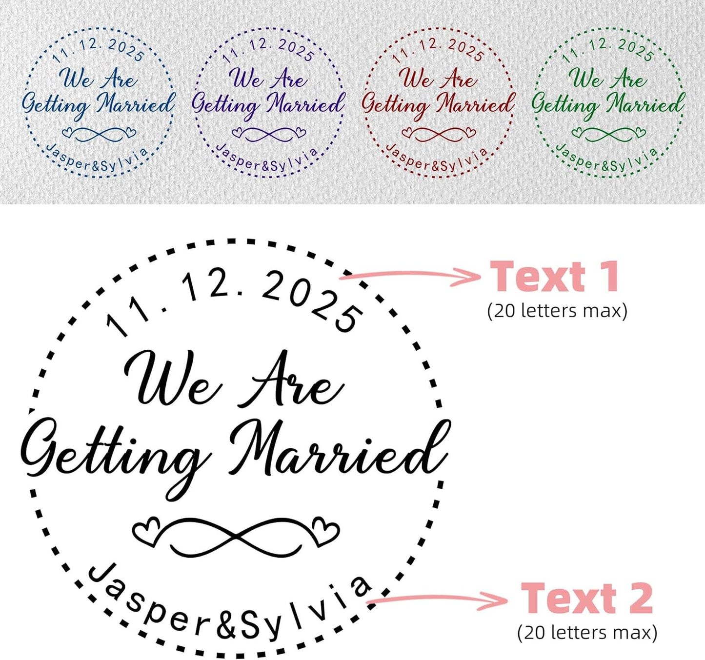 Personalized Wedding Embosser Stamp， Custom Book Business Card Paper Document Notebook, Self Inking Stamp，Book Lover Gifts，Christmas Gifts (Style02)
