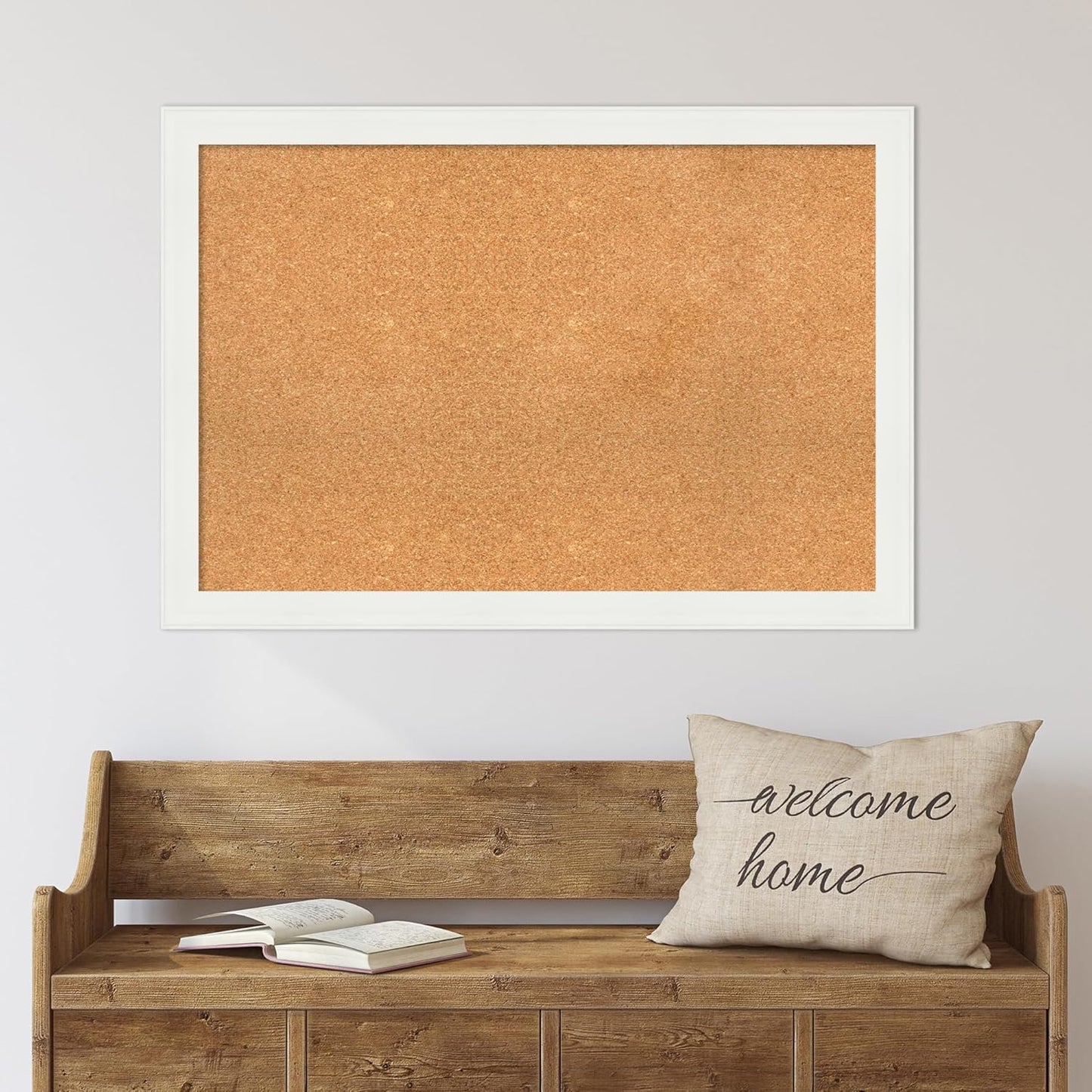 Amanti Art Natural Cork Board for Wall, 27x39 Vision Board with White Frame, Large Corkboard Office Decor for Home Organization, Casual Corkboard Pinboard to Display Items for Home Organization in