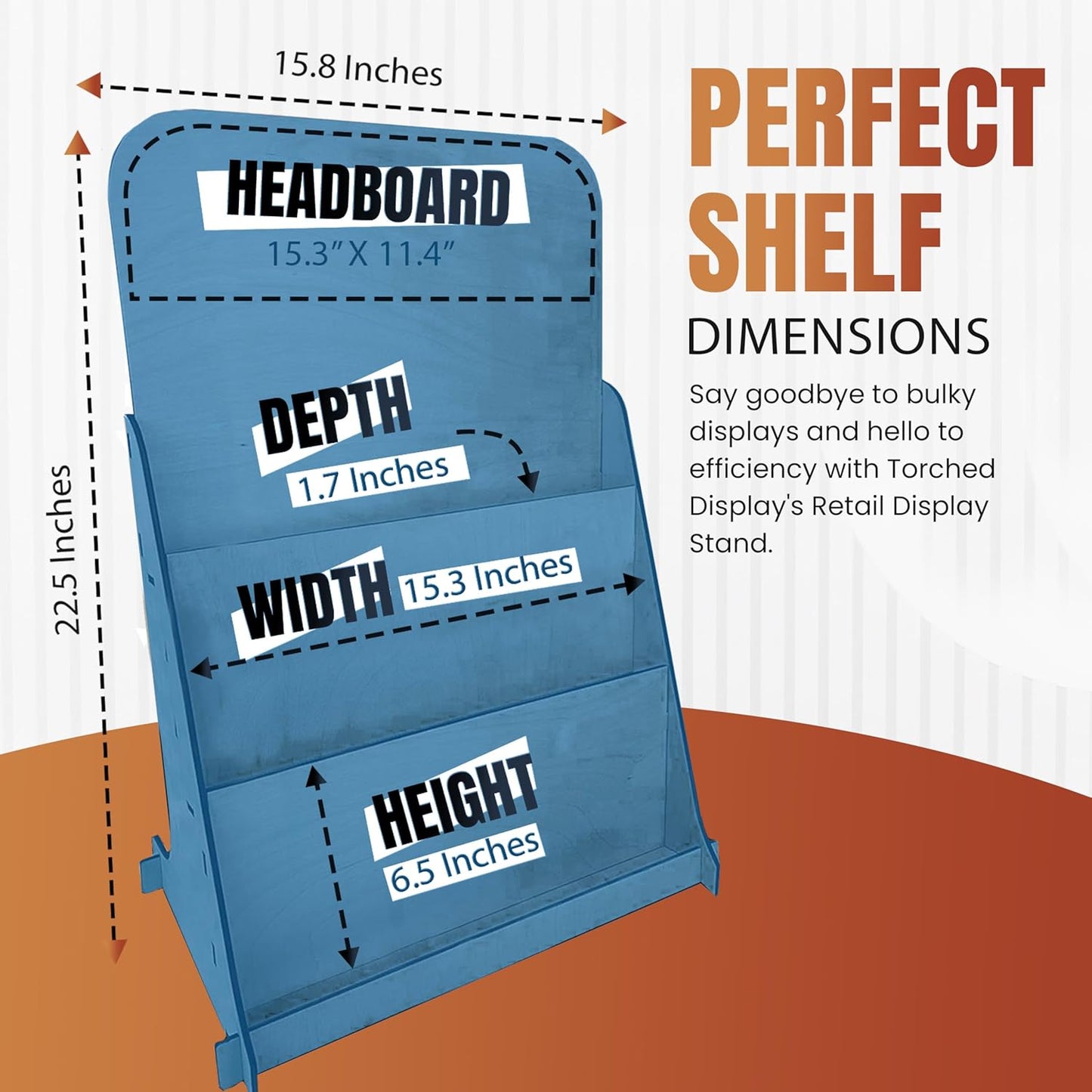 TORCHED DISPLAYS Greeting Card Organizer Display Stand – 3-Tiered Picture Stands for Display – Multipurpose Wooden Stand Ideal for Greeting Cards, Photos, Birthday Cards, Baseball Card Stand - Blue