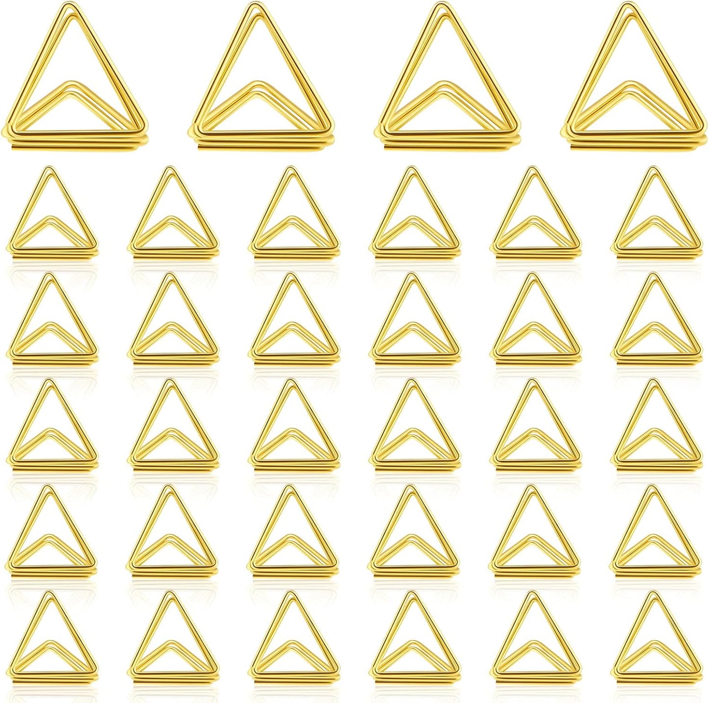 Eersida 60 Pieces Table Number Holder Place Samll Triangle Shape Name Numbers Table Photo Picture Holder Stand Clip for Wedding Baby Shower Party, Suitable for Small Card(Gold)