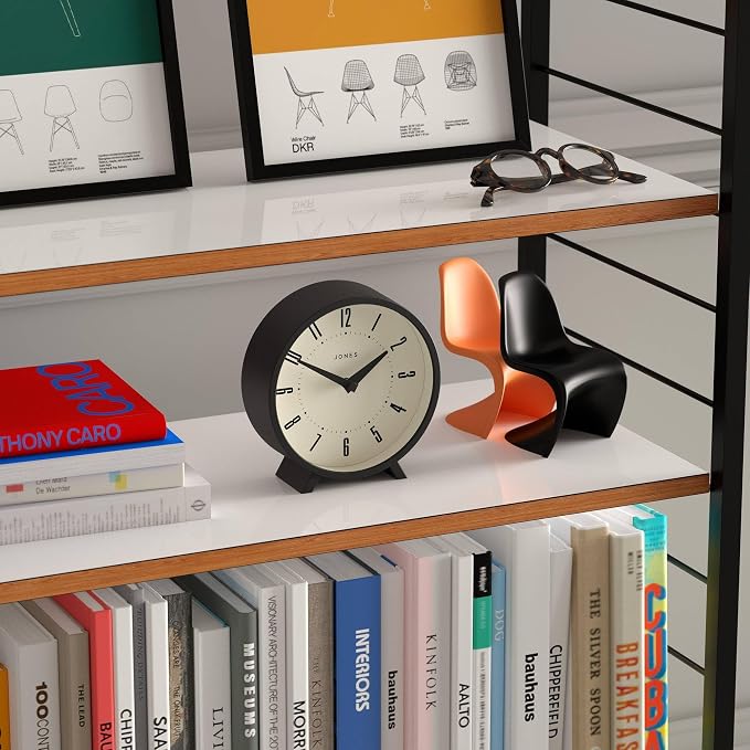 JONES CLOCKS® Venus Desk Clock | Modern Round Design | Black | Stylish Retro - Image 4