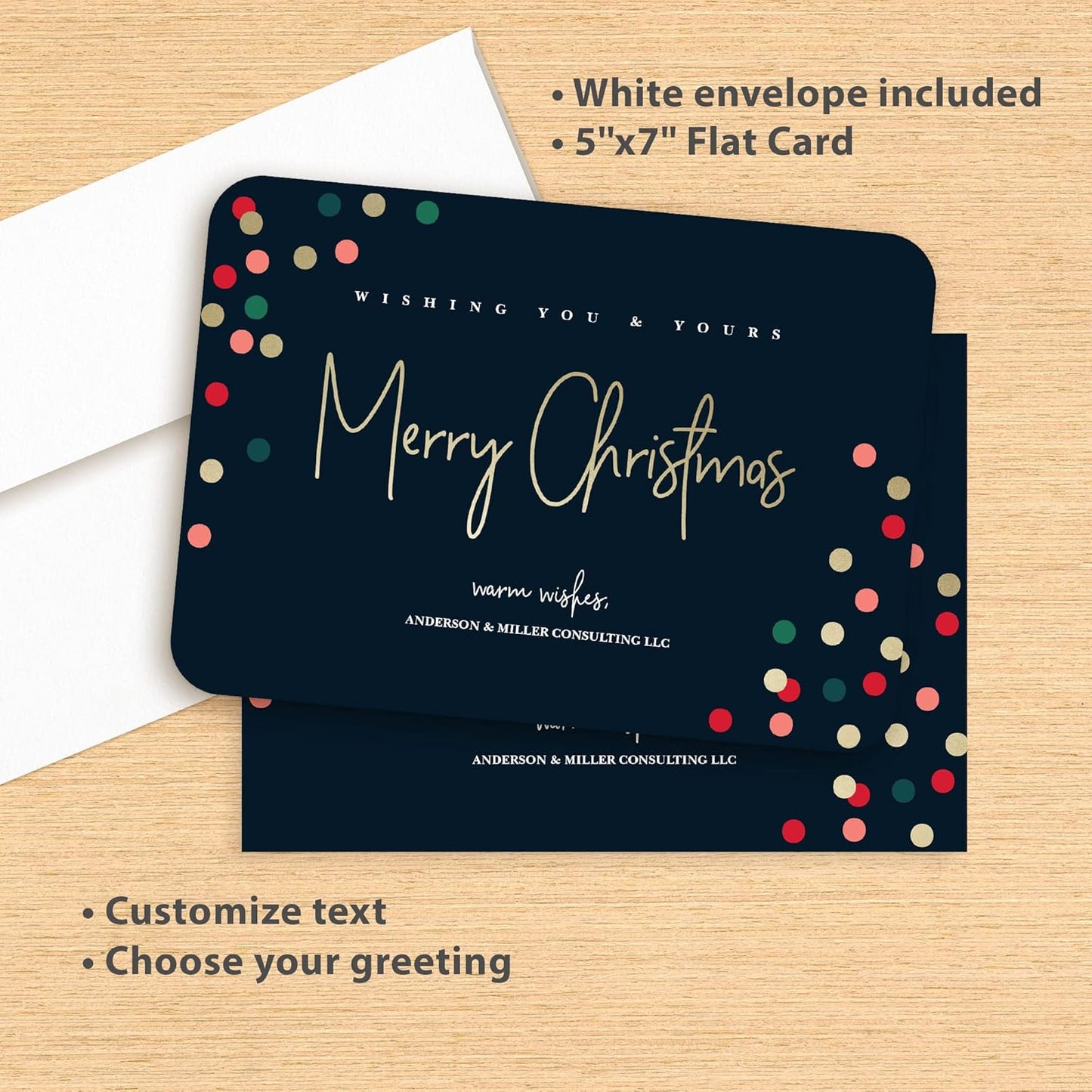 Let's Make Memories Personalized Business Christmas Cards with Envelopes - Premium Quality - 5x7-2025 Holiday Cards & White Envelopes - Festive Lights - 125 ct