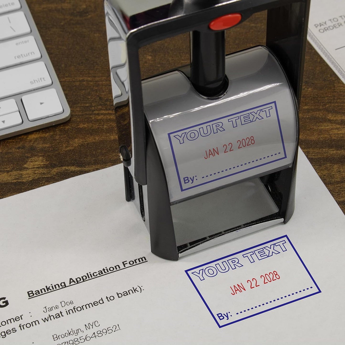 MaxMark Heavy Duty Self Inking Date Stamp with Phrase Overdue - Blue Ink