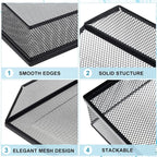 Hicarer 2 Pcs Black Metal Letter Tray Stackable Desk Tray Single Wire Mesh - Image 4