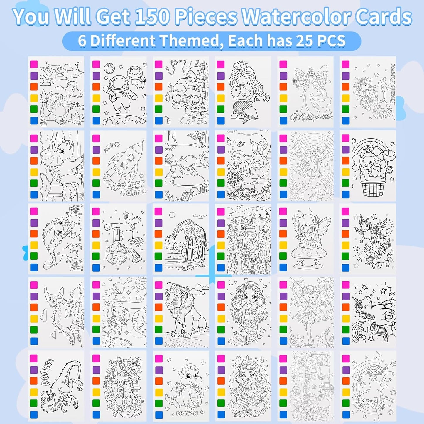Rotu Water Coloring Books for Kids Party Favors for Kids 4-8, 30 Pack Birthday Gifts Classroom Prizes Goodie Bags Stuffers Bulk Art Craft Supplies, 210Pcs