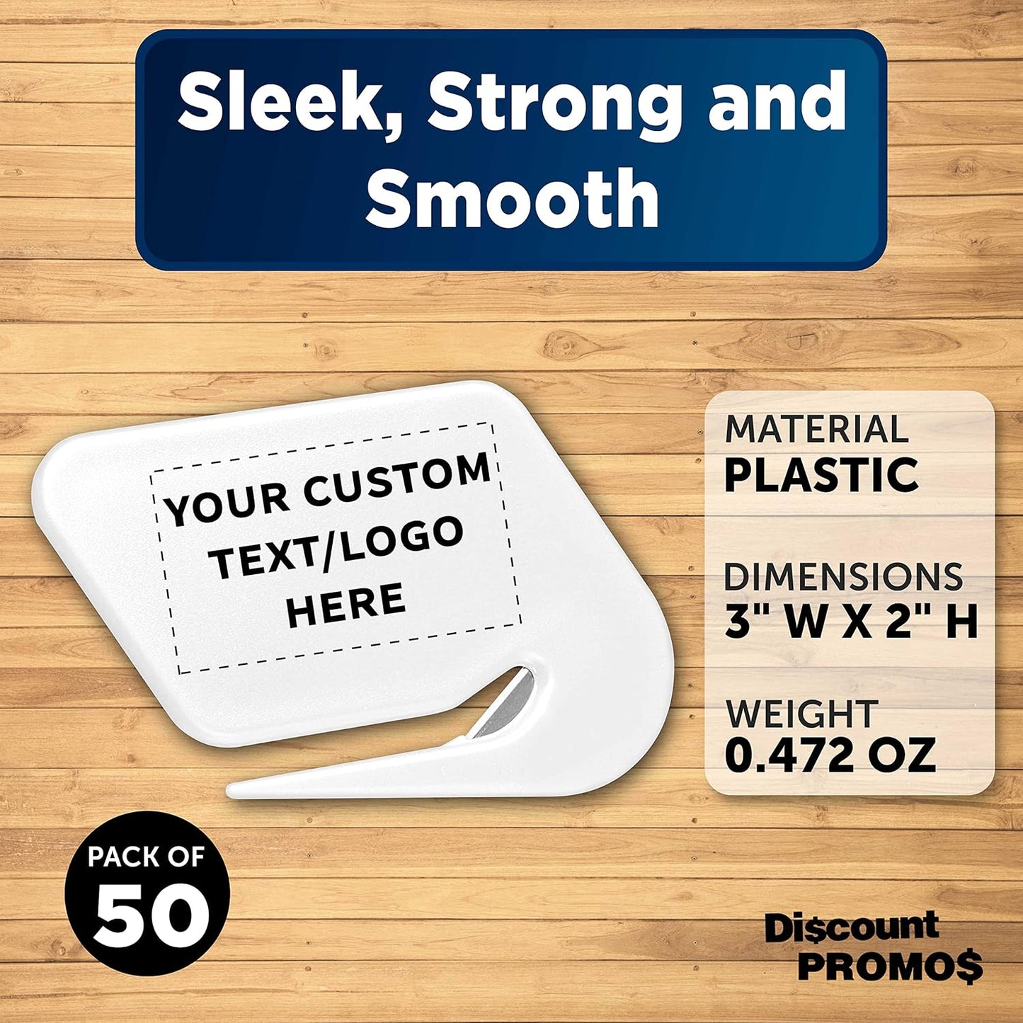 Custom Translucent Plastic Letter Openers Set of 50, Personalized Bulk Pack - Perfect for Home or Office - White