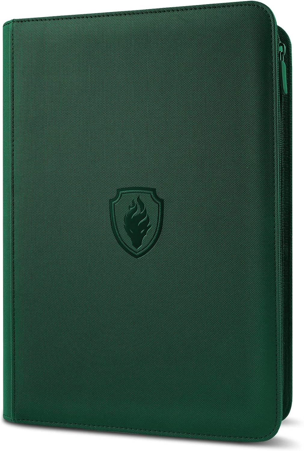 9 Pocket Zipper Card Binder, Fabmaker 360 Trading Card Holder Book, Premium PU Cover Zip Binder for Cards, Durable Side Loading Card Folders Album for MTG, TCG, Game Cards, Sports Cards, Dark Green